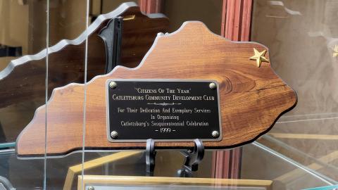 Plaque awarding Catlettsburg Community Club with the Citizen of the Year award