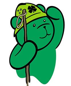 Cartoon of green teddy bear